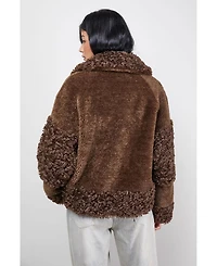 Warehouse Women's Faux Fur Mix Zip Through Jacket