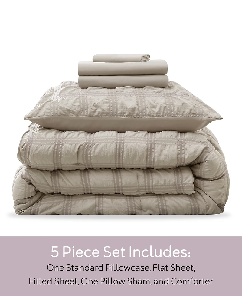 Nestl Luxury Soft Seersucker Design 5-Pc. Comforter Set, Twin/Twin Xl
