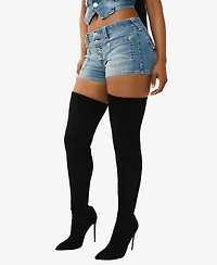 True Religion Women's Front Pocket Denim Flap Shorts