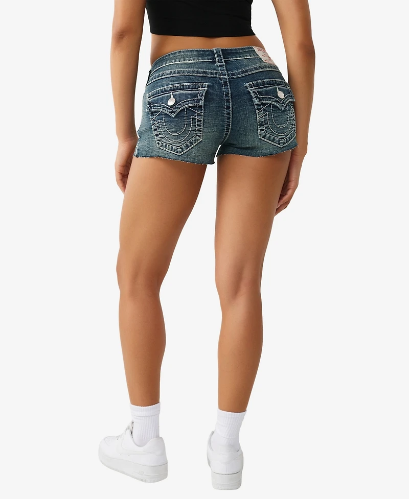 True Religion Women's Joey Low-Rise Big T Flap Shorts