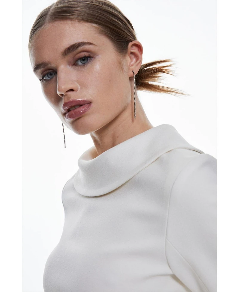 Karen Millen Women's Crepe Roll Neck Pencil Midi Dress