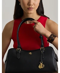 Lauren Ralph Leather Large Marcy Zip Satchel Bag