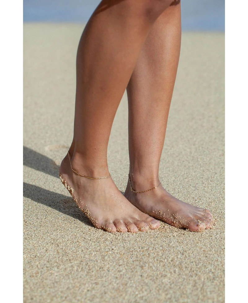 Curata Jewelry Solid 10K Gold 10 Inch 1.3mm Thin Flat Mariner Link Anklet