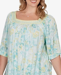 Ruby Rd. Plus Watercolor Floral Square Neck Top