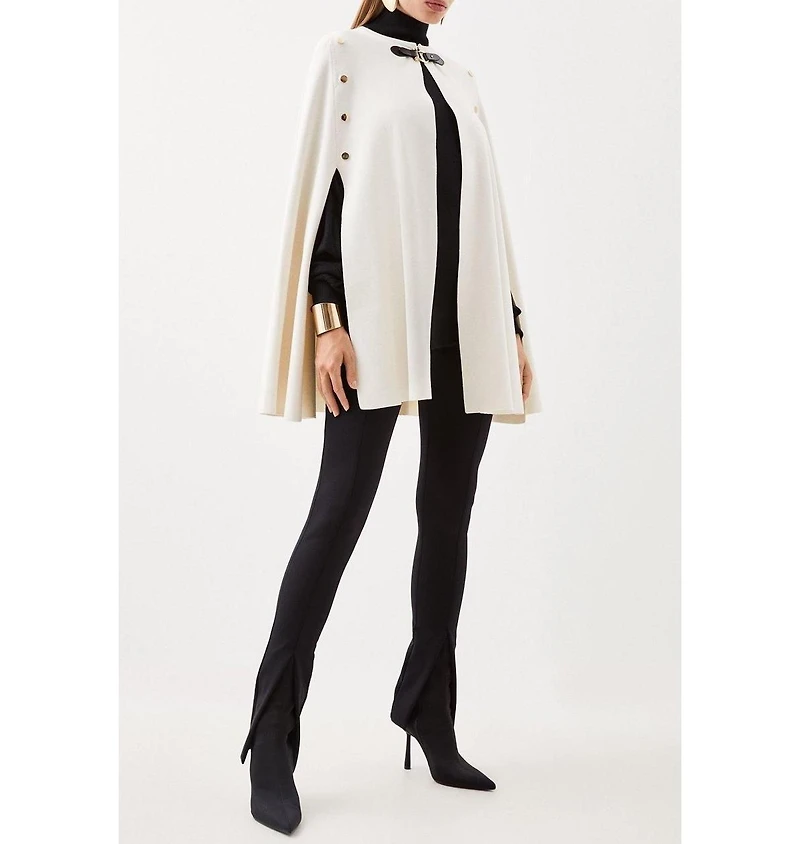 Karen Millen Women's Popper Detail Knit Cape Coat