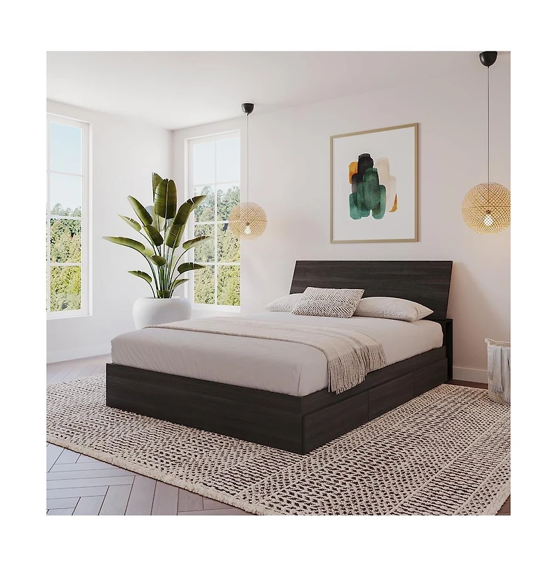 Nexera Storage Headboard, Full, Ebony