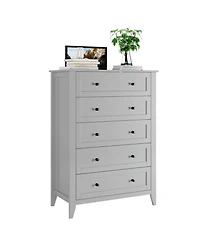 gaomon 5-Drawer Wood Dresser with Gold Handles and Deep Storage Drawers for Bedroom