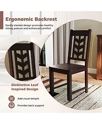 Costway Dining Chair with Rubber Wood Frame & Leaf-shape High Back for Kitchen