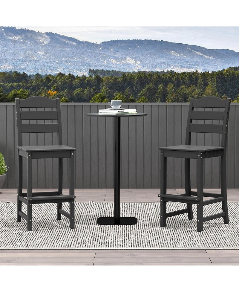 Costway Outdoor Hdpe Bar Stool Patio Tall Chair Backrest Footrest All Weather
