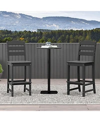 Costway Outdoor Hdpe Bar Stool Patio Tall Chair Backrest Footrest All Weather