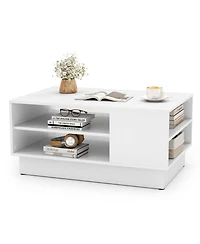 34" Long Rectangle Center Table Coffee Table with 2-Tier Open Storage Shelves