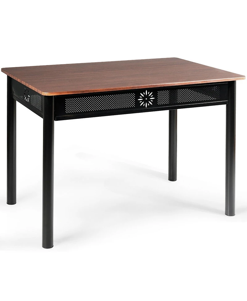 5 Piece Dining Set Wood Metal Table and 4 Chairs Kitchen Breakfast Furniture