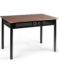 5 Piece Dining Set Wood Metal Table and 4 Chairs Kitchen Breakfast Furniture