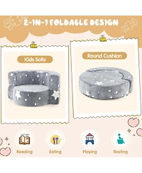 Kids Plush Couch with Machine Washable Flannel Cover Soft Sponge Padding