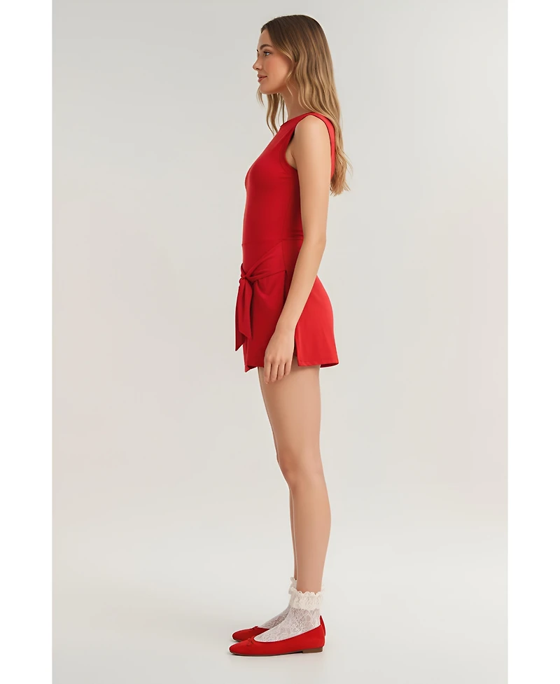 Modenaire Women's Sleeveless Side-Tie Active Romper