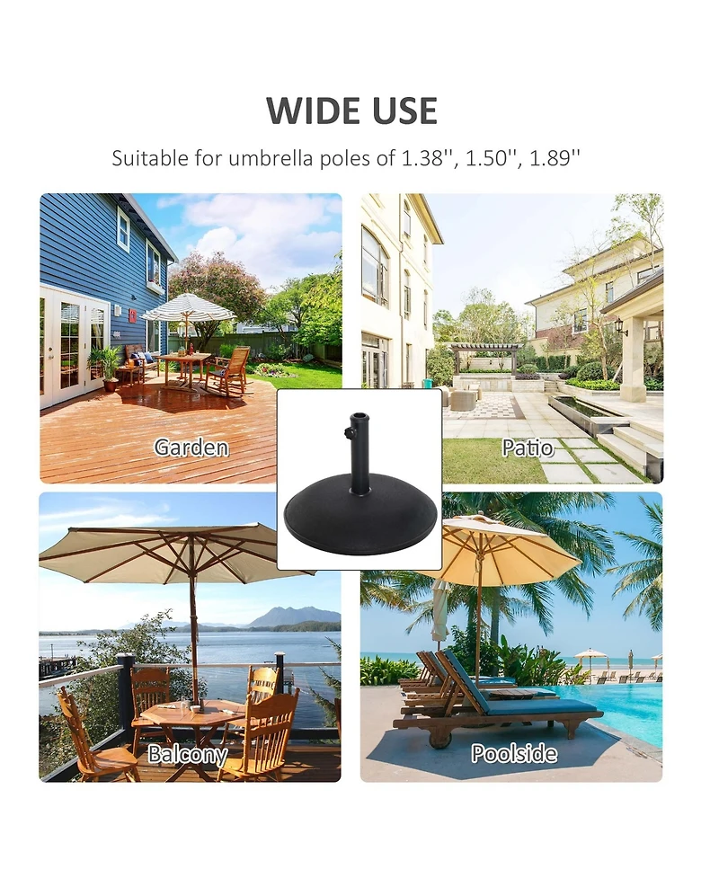 Outsunny 20" 55 lbs Round Cement Umbrella Base Stand Market Parasol Holder with Tightening Knob & Easy Setup, for 1.3"Dia, 1.5"Dia, 1.9"Dia Pole, for