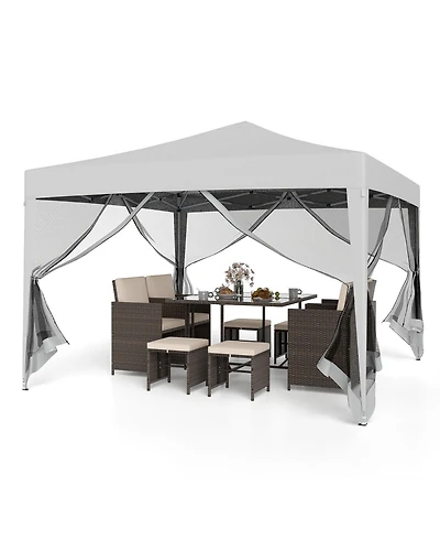 Mecale 10x10 ft Pop-Up Canopy Tent with Mesh Netting, Instant Setup