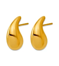 Curata Jewelry Solid 18k Yellow Gold Italian 20x9.4mm Puffed Teardrop Dangle Earrings