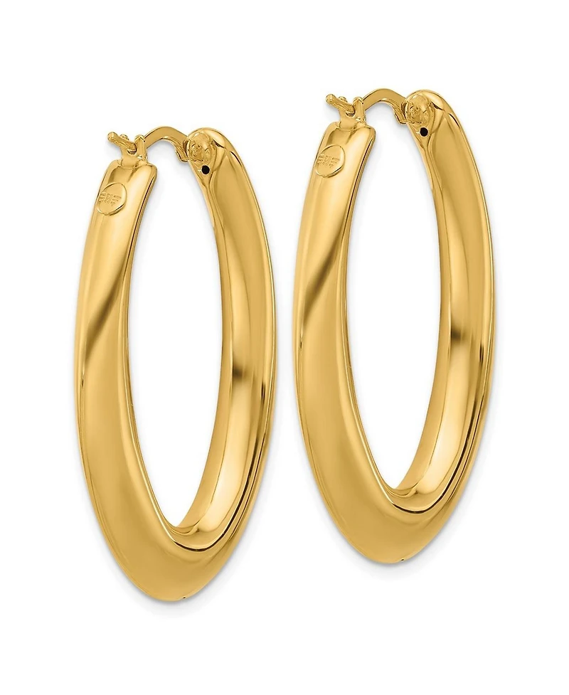 Curata Jewelry Solid 18k Yellow Gold 41x28mm Puffed Oval Hoop Earrings