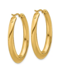Curata Jewelry Solid 18k Yellow Gold 41x28mm Puffed Oval Hoop Earrings