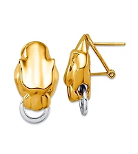 Curata Jewelry Solid 18k Two-tone Gold Italian 24x13mm Panther Head Omega Back Earrings