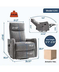 sumyeg Recliner Chair with Heat Massage Manual Rocker and Swivel
