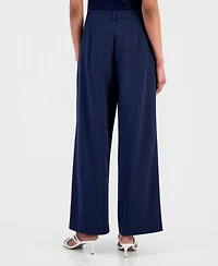 T Tahari Women's High-Rise Straight Wide-Leg Pants