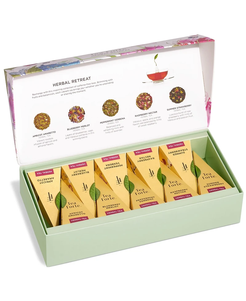 Tea Forte Wellbeing Herbal Retreat Petite Presentation Box with 10 Infusers