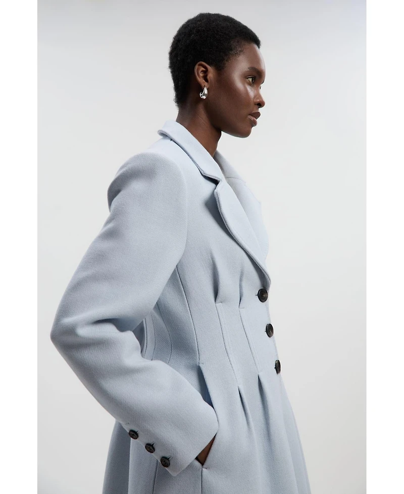 Karen Millen Women's Corset Detail Full Skirted Maxi Coat