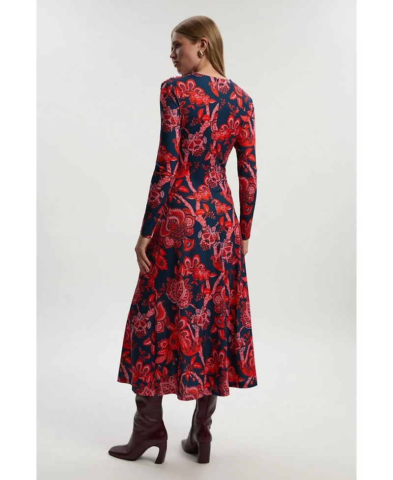Karen Millen Women's Paisley Jersey Crepe Twist Maxi Dress
