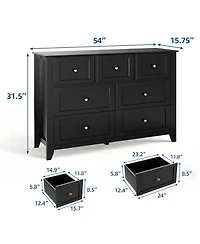 gaomon 7 Drawer Dresser for Bedroom,Wooden Dressers with Large Storage,Handleless Chest of Drawers Tv Stand