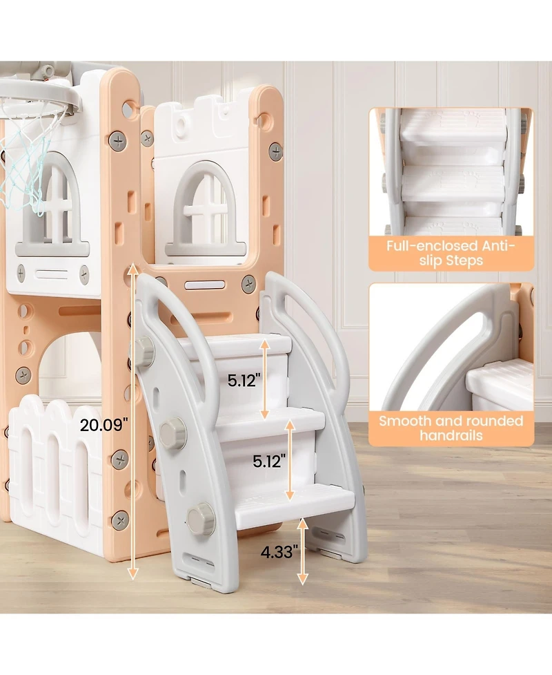 gaomon 8-In-1 Indoor Playground with Slide: Slide Playset, Includes Slide, Basketball Hoop, Climber