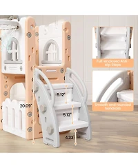 gaomon 8-In-1 Indoor Playground with Slide: Slide Playset, Includes Slide, Basketball Hoop, Climber