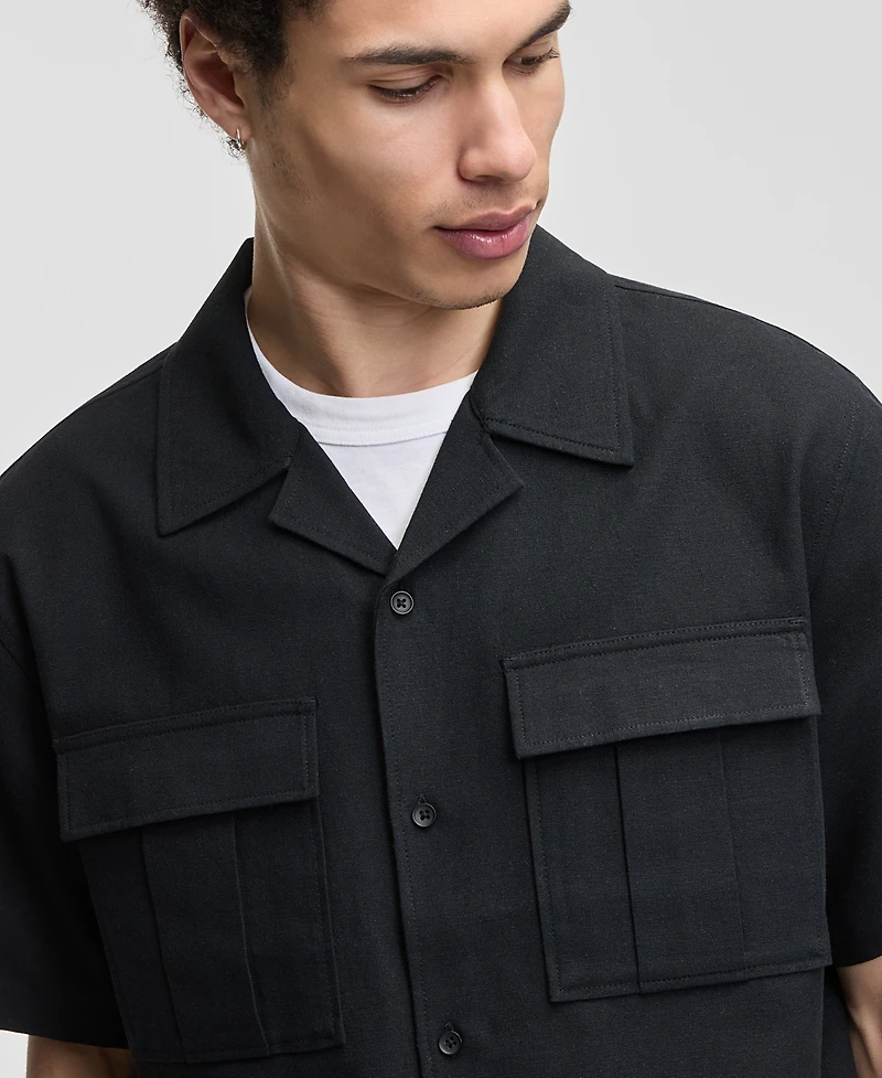 Mode of One Men's Linen & Cotton Relaxed Utility Shirt, Macy's Exclusive