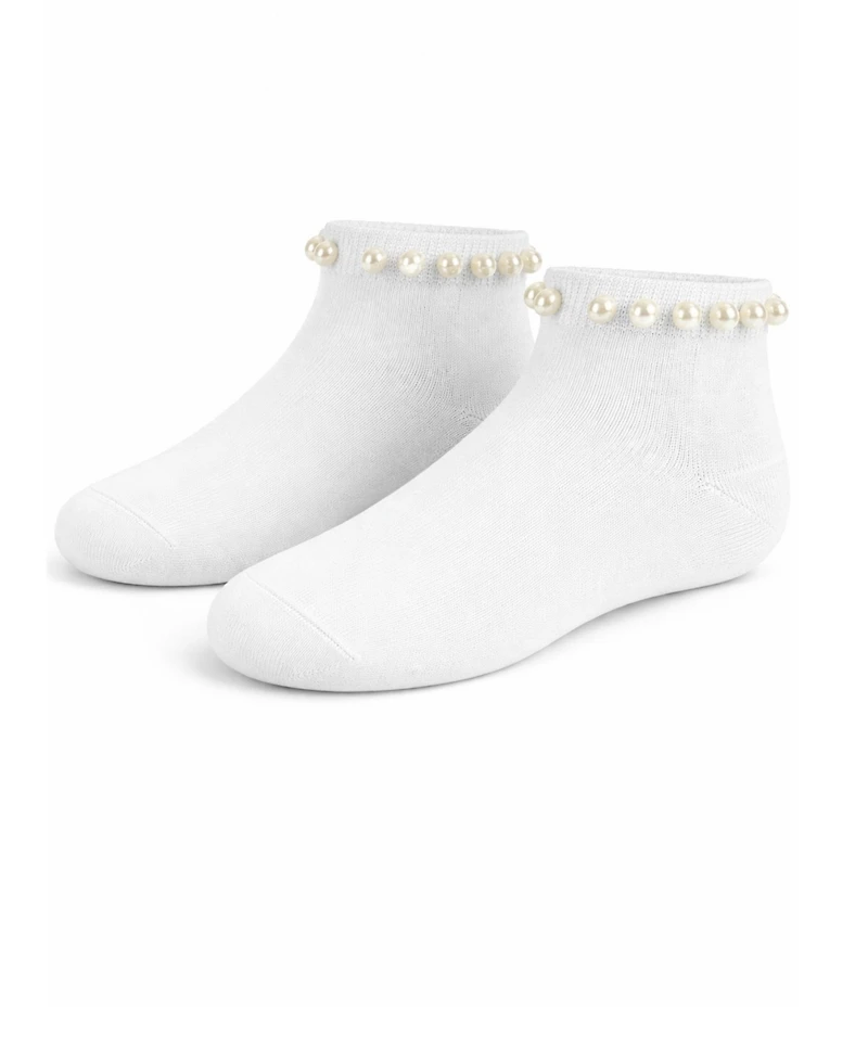 MeMoi Girl Child Pretty Pearls Cotton Blend Anklet Socks
