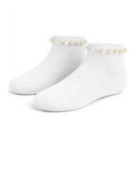 MeMoi Girl Child Pretty Pearls Cotton Blend Anklet Socks