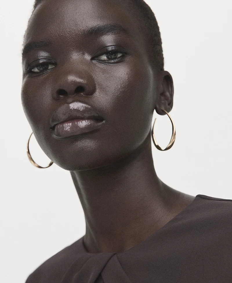 Mango Women's Draped Neck Long-Sleeved Dress