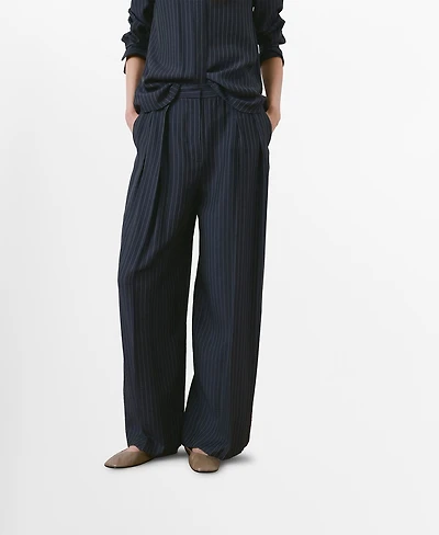 Mango Women's Pinstripe Wide Leg Pants