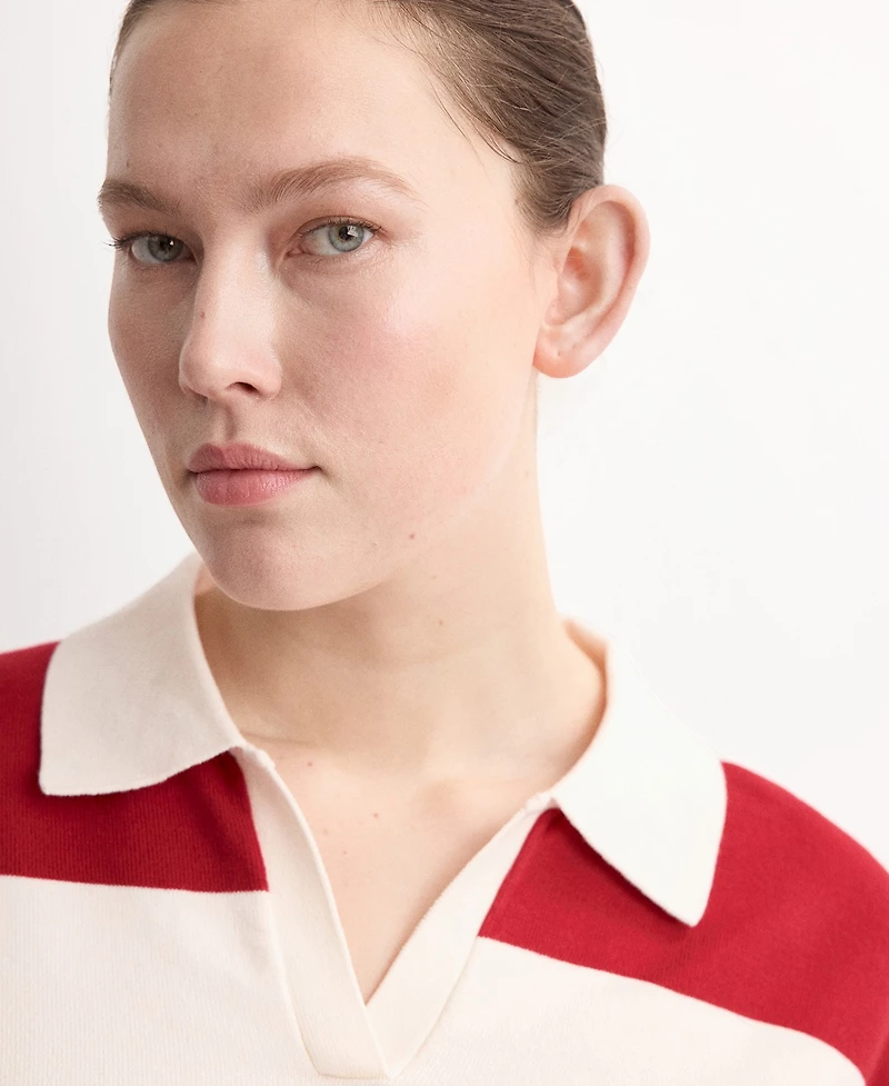 Mango Women's Striped Polo-Neck Sweater
