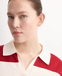 Mango Women's Striped Polo-Neck Sweater