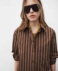 Mango Women's Pocket Striped Shirt