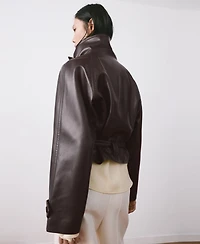 Mango Women's Maxi Lapels Faux-Leather Jacket