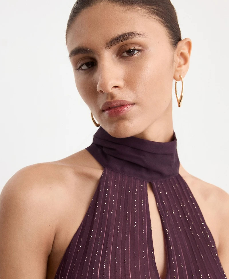 Mango Women's Pleated Halter Neck Dress