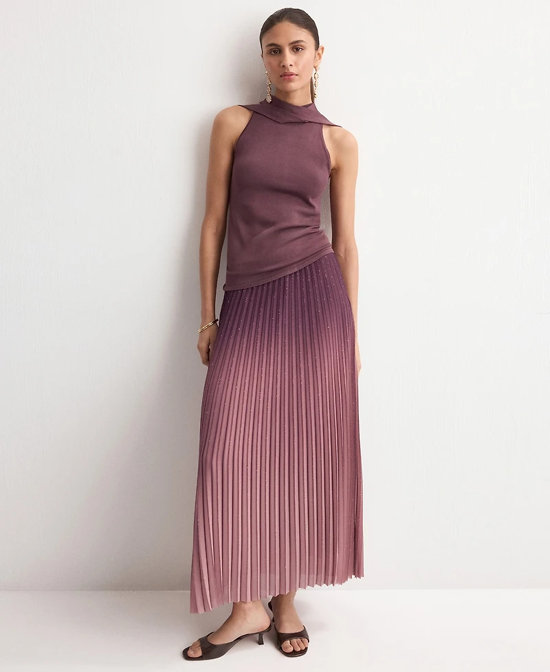 Mango Women's Pleated Flared Skirt