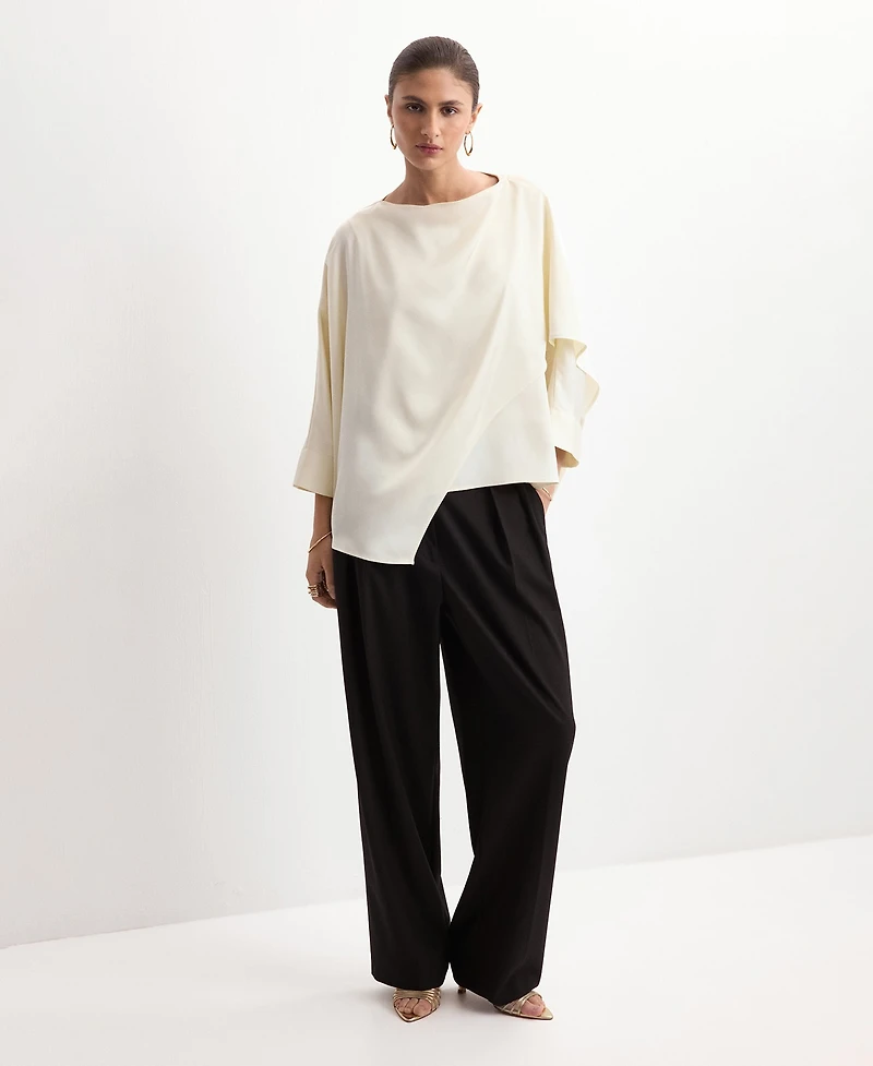 Mango Women's Ruched Satin Blouse