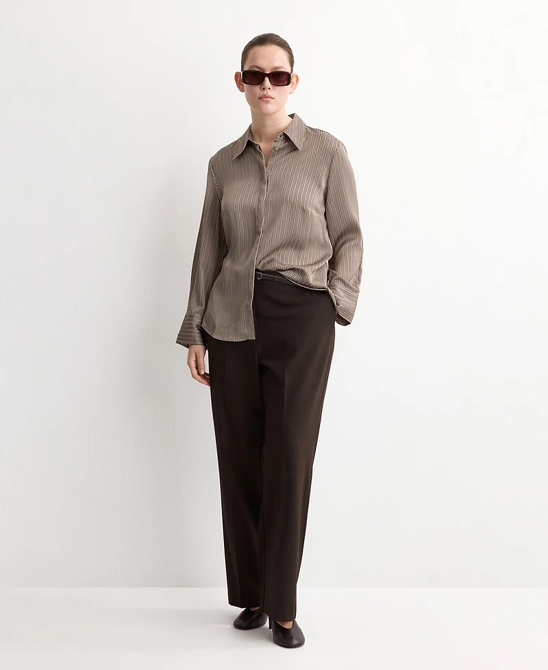 Mango Women's Satin Striped Shirt