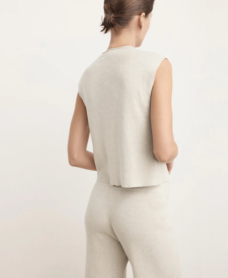 Mango Women's Cotton Linen Knitted Gilet