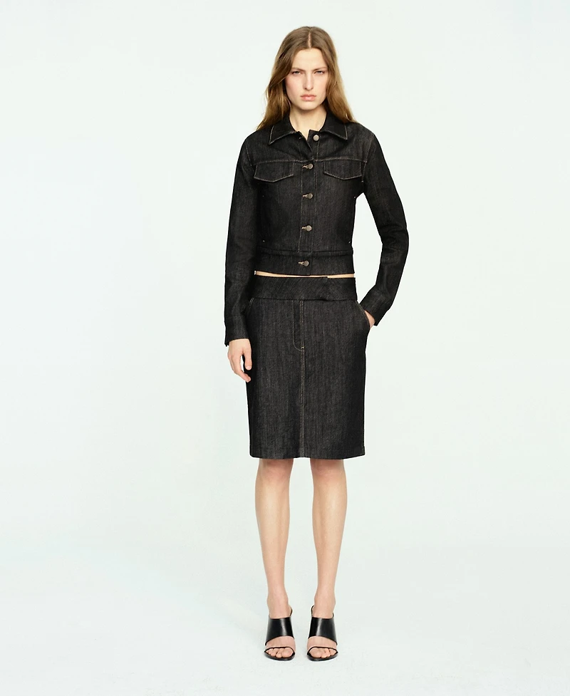 Mango Women's Pockets Fitted Denim Jacket