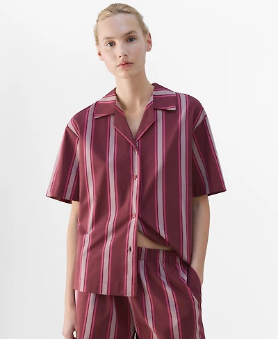 Mango Women's Short-Sleeve Striped Pajama Shirt