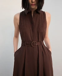 Mango Women's Embroidered Shirt Dress